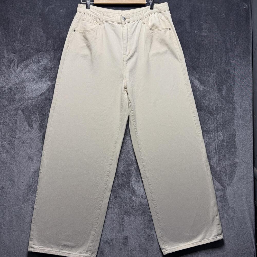 Flvsun Baggy Jeans Womens 12, 32x30 White High Rise Wide Leg Relaxed